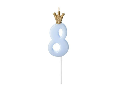 Picture of CANDLE CROWN LIGHT BLUE NUMBER 8